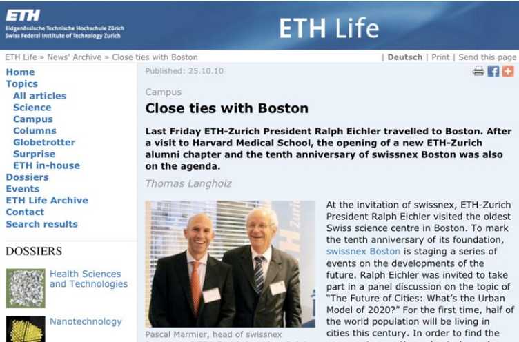 Enlarged view: Close ties with Boston